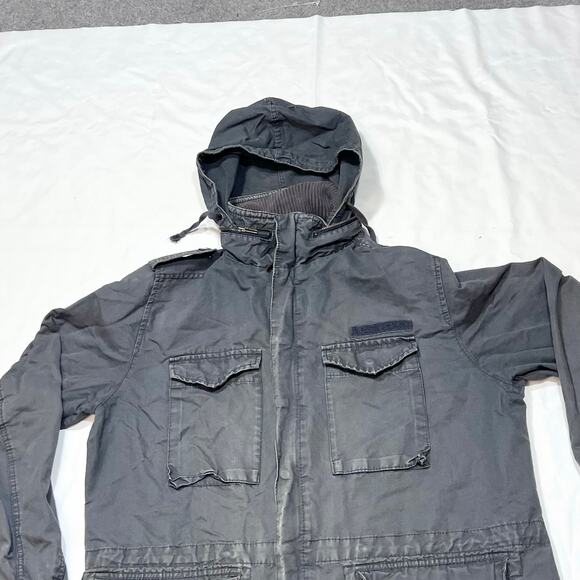 H&M LOGG Army Field Jacket Grey Size XL Heavyweight Multiple Pockets - Picture 3 of 10